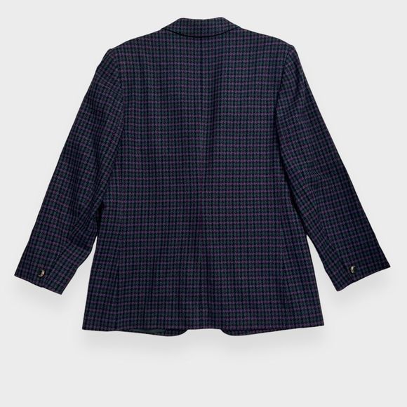 Vintage 80s Pendleton Skirt Suit 12 Houndstooth Blazer 2 Piece Set Purple Green - Picture 8 of 14